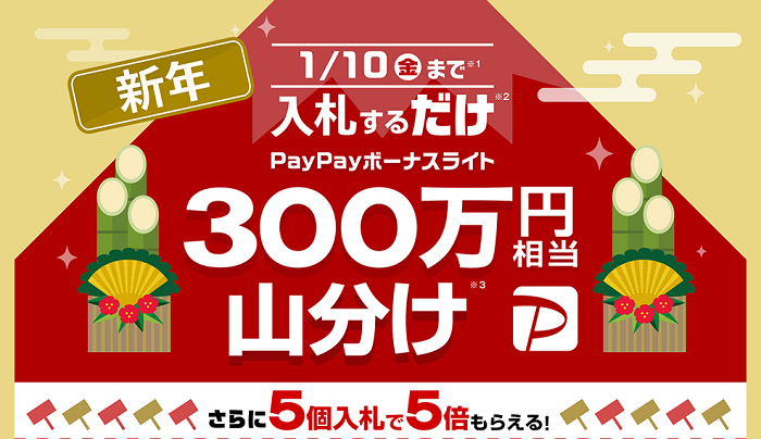 PayPayボーナスライト300万山分けキャンペーンの画像